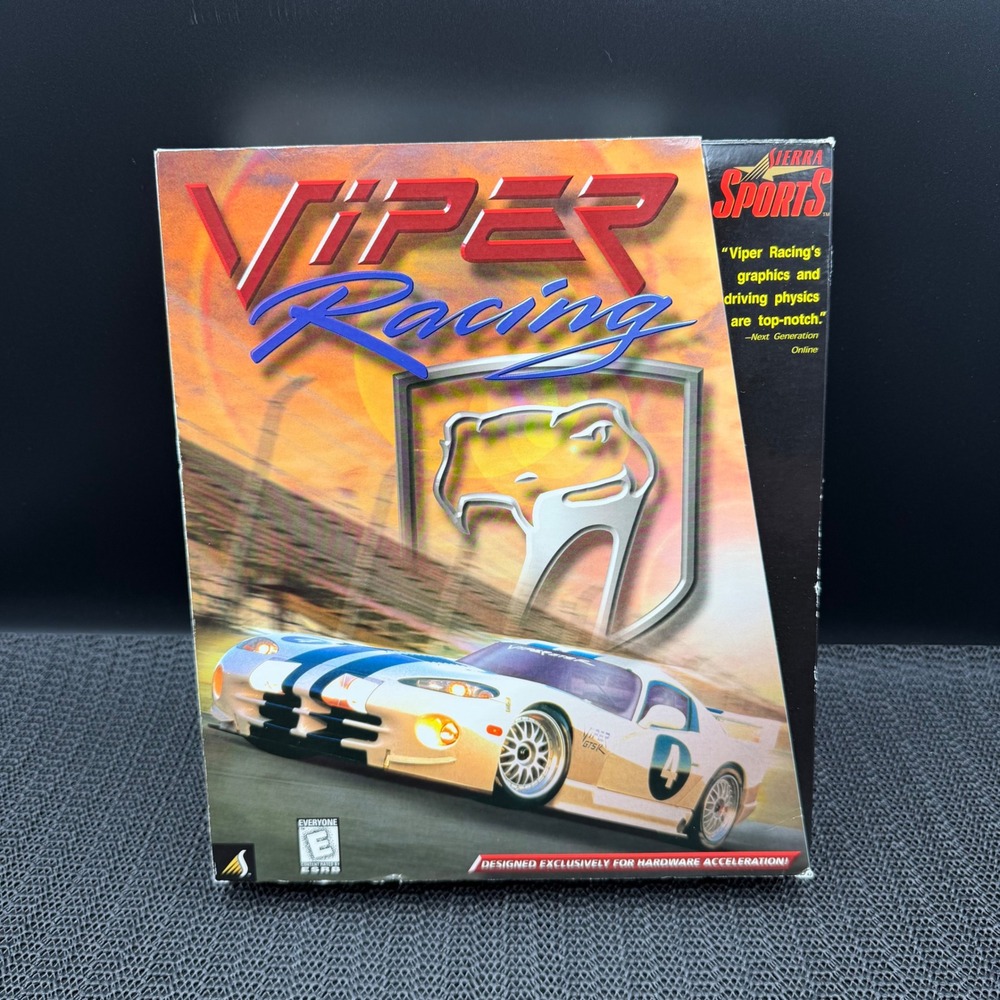 Viper Racing PC Game 1998 Sierra Sports Big Box Windows 95 Dodge Viper GTS-R